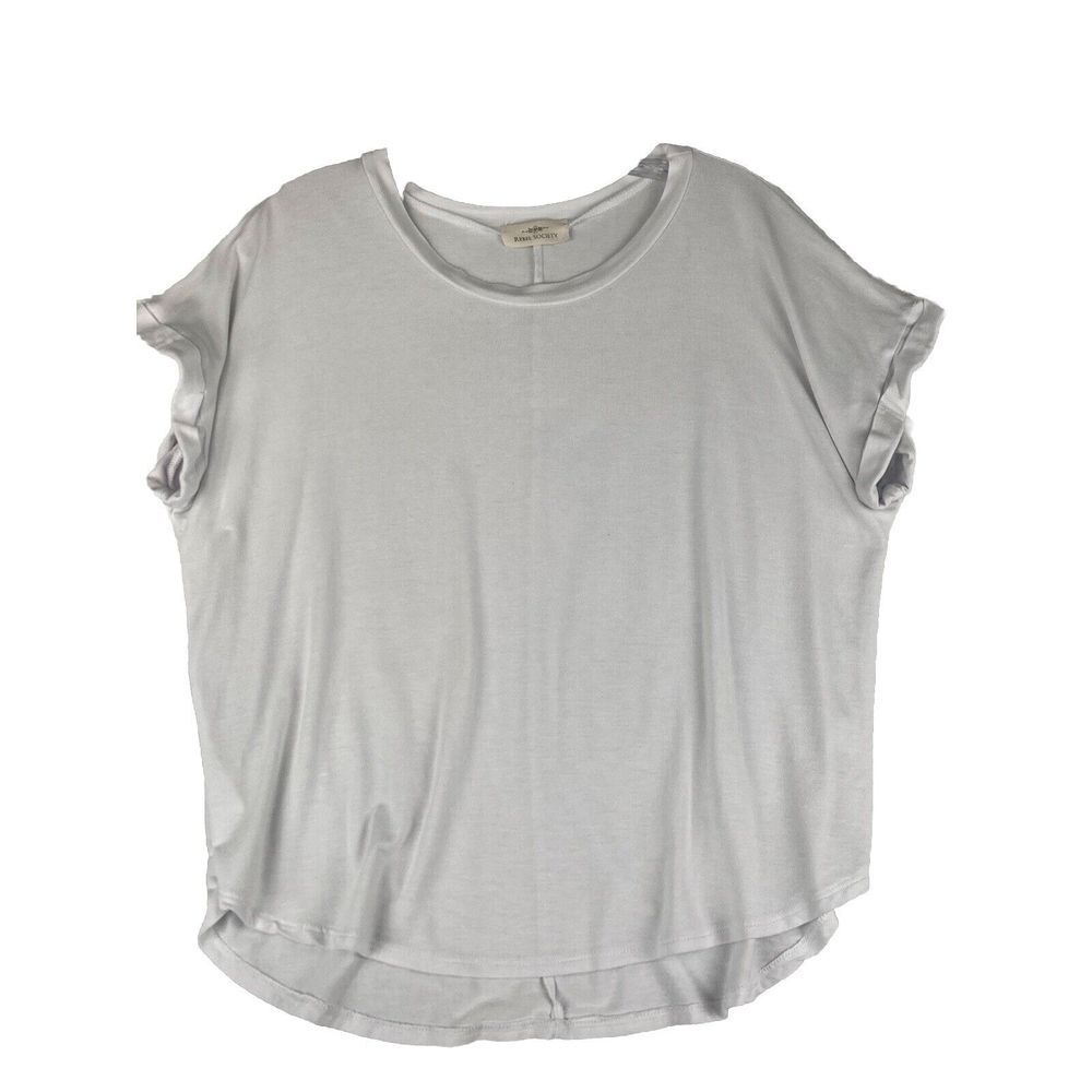 REBEL SOCIETY Casual Blouse Top Women Size Large White Tee Modal Blend Soft